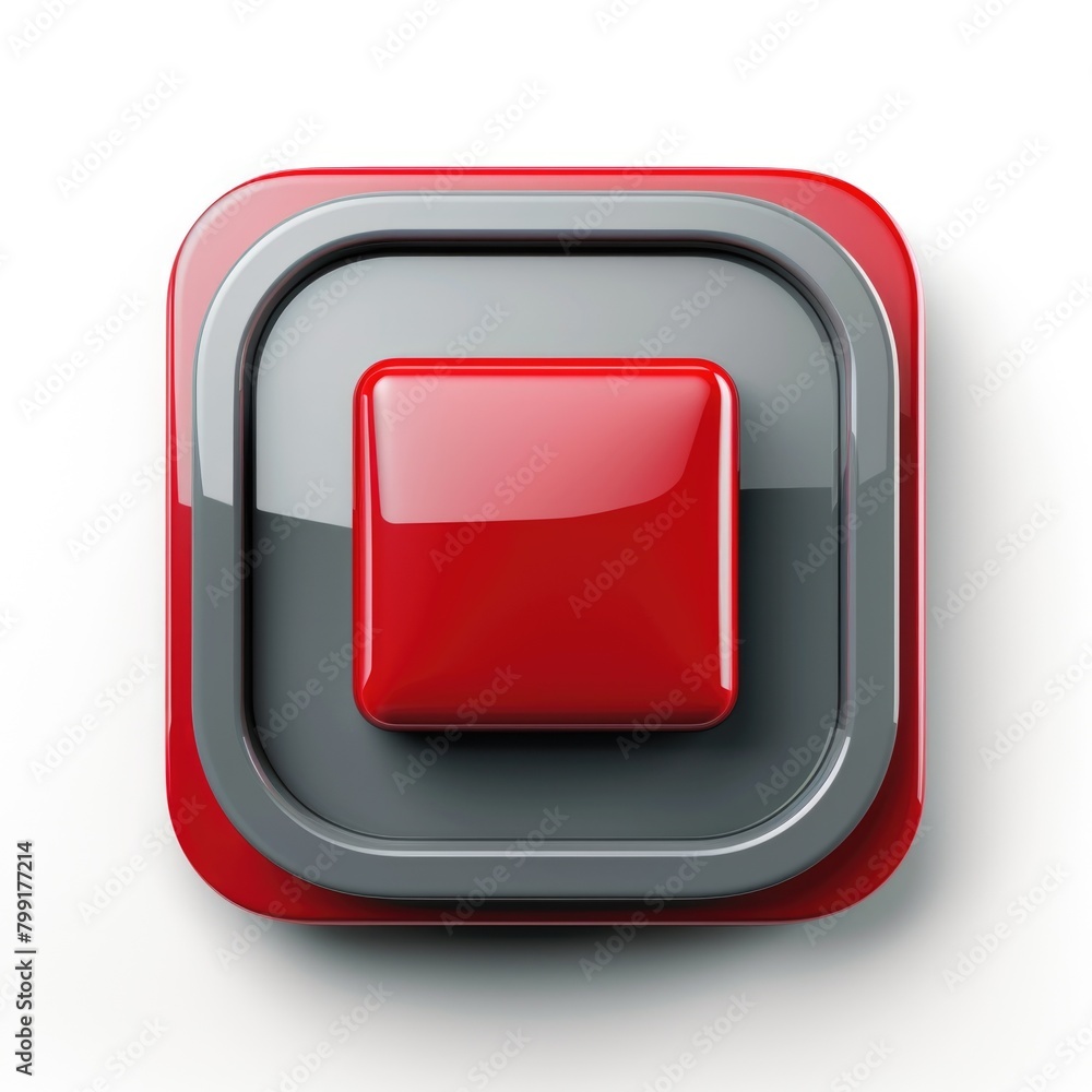 Poster red and gray toggle switch button in 3d style on a white background. ai generative.