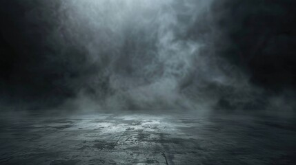Naklejka premium Smoke on the floor in the dark. Halloween texture background
