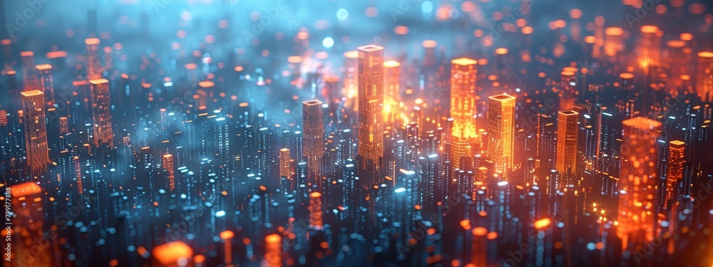 Poster mesh wireframe iot devices in smart city 3d rendering