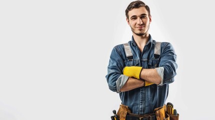 Naklejka premium Confident Handyman with Tool Belt
