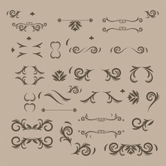 elegant floral logo elements. Borders and dividers, frame corners and branch. Boho Hand drawn line wedding herb, leaves for invitation save the date card. Botanical rustic trendy