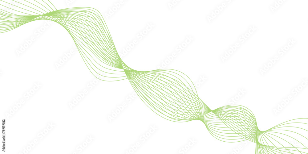 Poster abstract vector green wave lines on white background. digital frequency track equalizer. modern tech