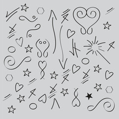 Hand drawn circle and arrow line for highlighting text. Rounds Bubbles Set doodle sketch symbols on a white background. vector illustration graphic design elements