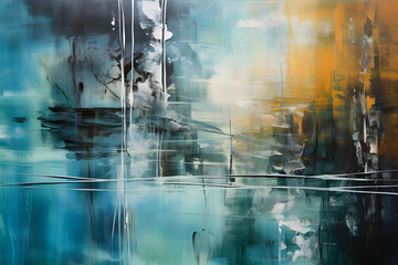 Obraz premium Quiet Quay Quiescence, abstract landscape art, painting background, wallpaper, generative ai