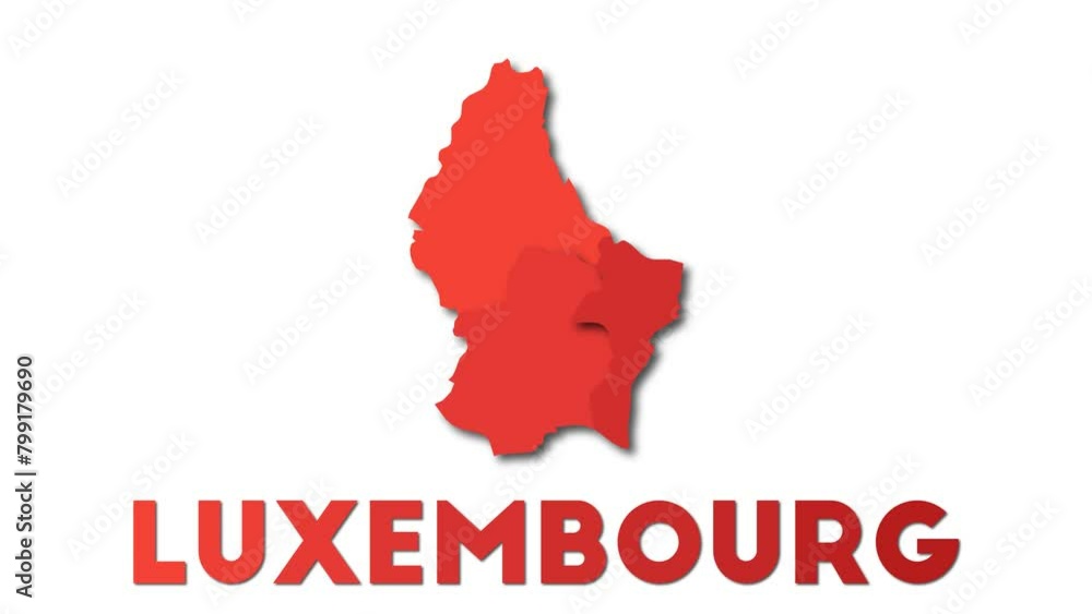 Poster luxembourg map showing regions. animated country map with title. 4k resolution animation.