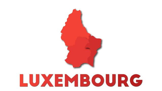 Luxembourg map showing regions. Animated country map with title. 4k resolution animation.