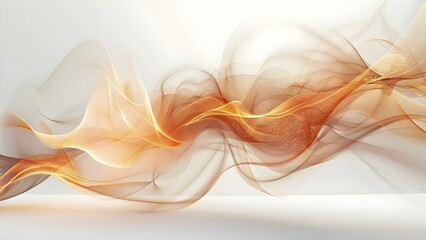AI Generative Technology Concept: Abstract Mocha Brown Design with Glowing Waves and Smoke on White Studio Table. Concept AI Generative, Abstract Design, Mocha Brown, Glowing Waves, Smoke Effect