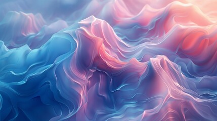 The image is an abstract painting with a blue and pink color scheme