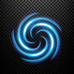 Blue Light Circle Effect on Dark Background, Vector Illustration