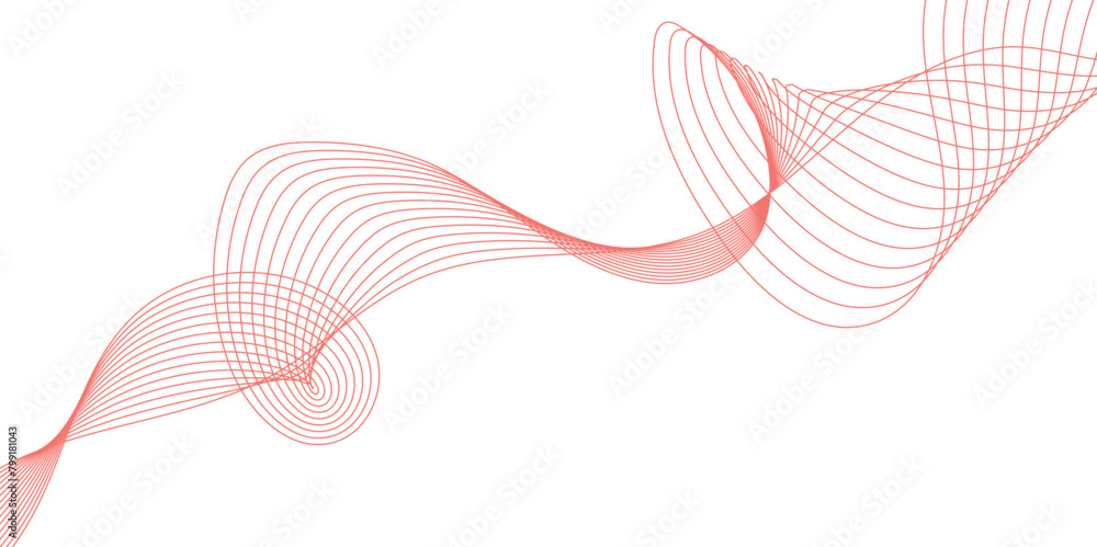 Poster abstract vector red wave lines on white background. digital frequency track equalizer. modern techno