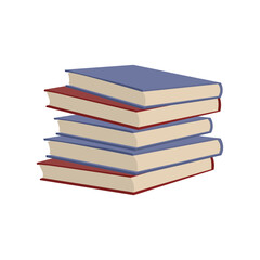 Vector illustration of book stacks and piles, school textbooks and bestsellers, dictionaries and encyclopedias, library or bookstore literature. Isolated flat of cartoon books.