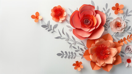 Paper Flowers on White Wall
