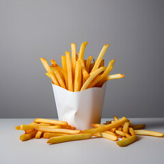 Beautiful photo of crispy french fries or chips for shop, business, etc. generative ai