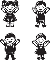 Happy boy and girl vector illustration set for Children's day.