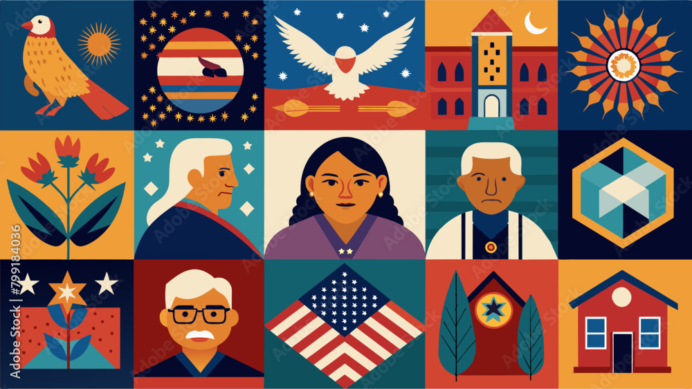 Poster quilts adorned with symbols and images of freedom telling stories of resistance and resilience passe