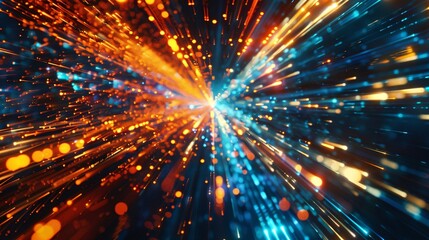 Obraz premium A bright blue and orange light with many small dots