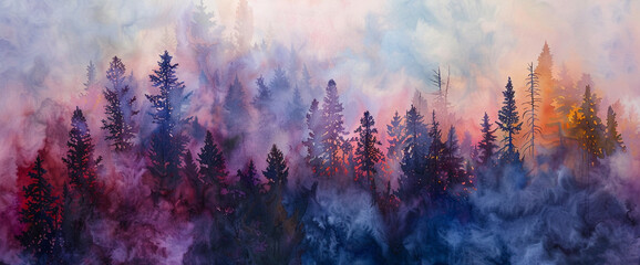 Layers of misty colors blend seamlessly, forming an enchanting tapestry of abstract splendor.