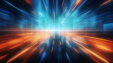 Fototapeta premium A bright blue and orange light with many small dots