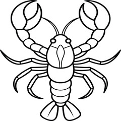 Lobsters line art. Lobsters fish coloring pages for coloring book