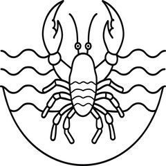 Lobsters line art. Lobsters fish coloring pages for coloring book