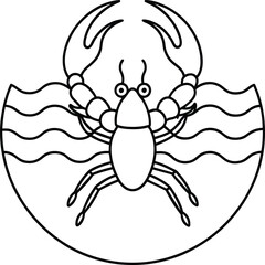 Lobsters line art. Lobsters fish coloring pages for coloring book