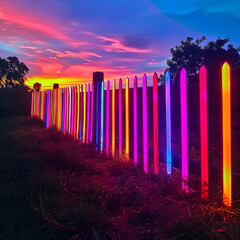 Obraz premium neon picket fence 