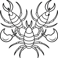 Lobsters line art. Lobsters fish coloring pages for coloring book