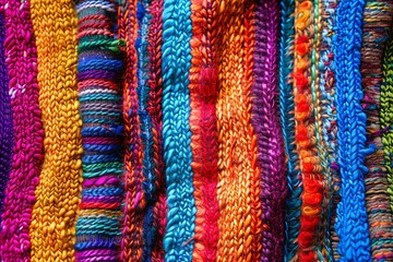 Vibrant Threads. Latin Tapestry. Colorful Woven Textile Background
