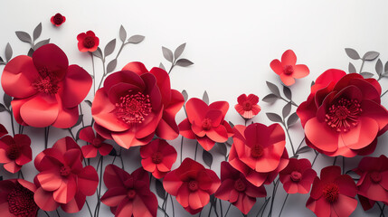 Red Flowers Adorning White Wall