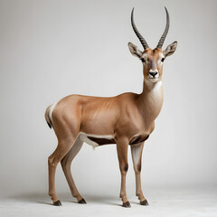 A gazelle standing on a white surface