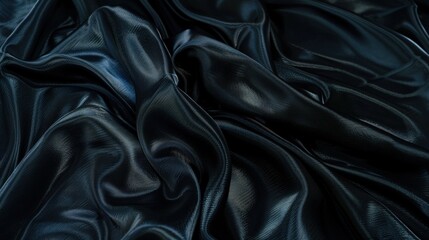 Obraz premium black silk fabric texture background with wavy folds