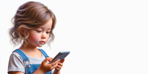 Cute little girl  using modern smartphone