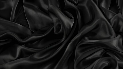 Obraz premium black silk fabric texture background with wavy folds