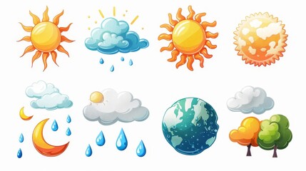 A set of cute weather icons
