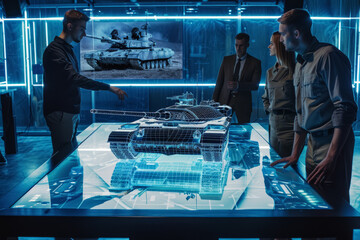 Engineers Brainstorming New Tank Prototype at Design Meeting