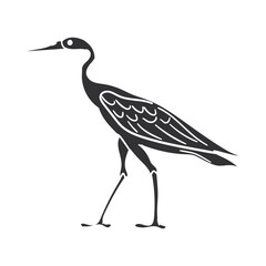 Naklejka premium Crane Icon Silhouette Illustration. Bird Vector Graphic Pictogram Symbol Clip Art. Doodle Sketch Black Sign.