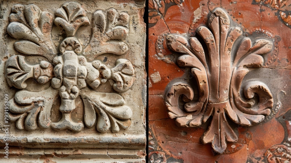 Aufkleber a before and after comparison of a plain clay nameplate and a beautifully decorated one..