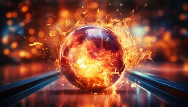 Bowling ball on fire