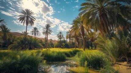 Fototapeta na wymiar Natural Paradise: Al Ain Oasis Captured with Photographic Lighting in 8K