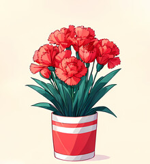 Mother's Day Carnation Flower 2D Illustration, background picture
