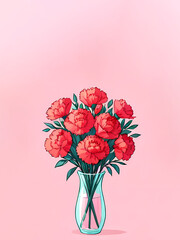 Mother's Day Carnation Flower 2D Illustration, background picture
