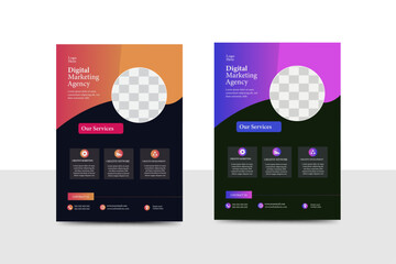 a bundle of  templates of a4 flyer. Corporate business flyer template design set with blue, orange,black and white color. marketing, business proposal, cover page, modern template.
