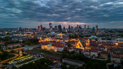 view of Warsaw from above the Vistula river in spring in Poland