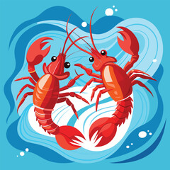 Lobster vector art. Lobster fish vector illustration