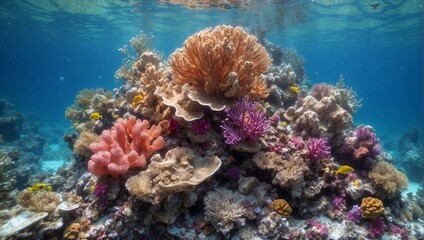 Naklejka na ściany i meble Beautiful above and underwater coral 
