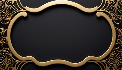 Japanese-Inspired Retro Black and Gold Folding Screen Background Frame