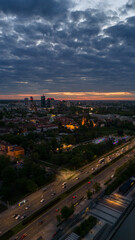 Fototapeta premium view of Warsaw from above the Vistula river in spring in Poland