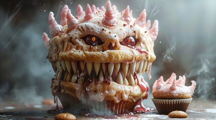 The image shows a very scary cake