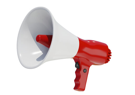 Megafono, concetto di comunicazione, tridimensionale, illustrazione 3d