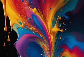 Abstract background of splashes of colored paint. Colorful acrylic paint in movement with shapes...